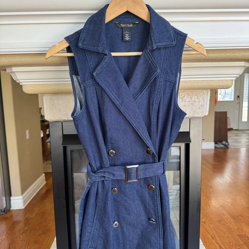 WHBM Denim Sleeveless Trench Dress Size 6 - Picture 3 of 5